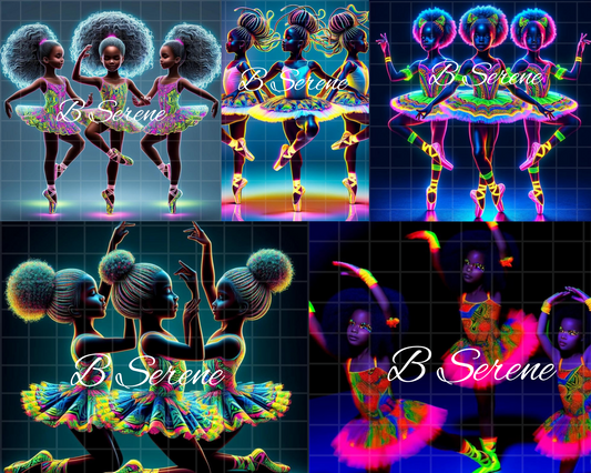 Neon Ballet Trio: Vibrant Digital Art Bundle of Lil' Dancers
